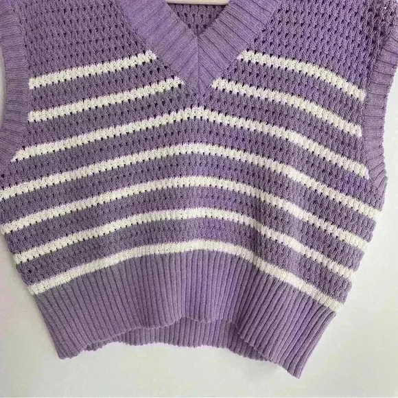 NEW Daze Dayz Eva Knit Vest Purple White Short Sleeve Size S - Picture 9 of 10